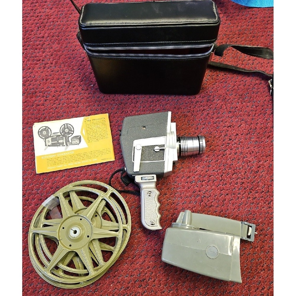 Vtg‎ Keystone Movie Camera 8mm K-D8 Zoom  w/ Instructions Leather Bag Untested